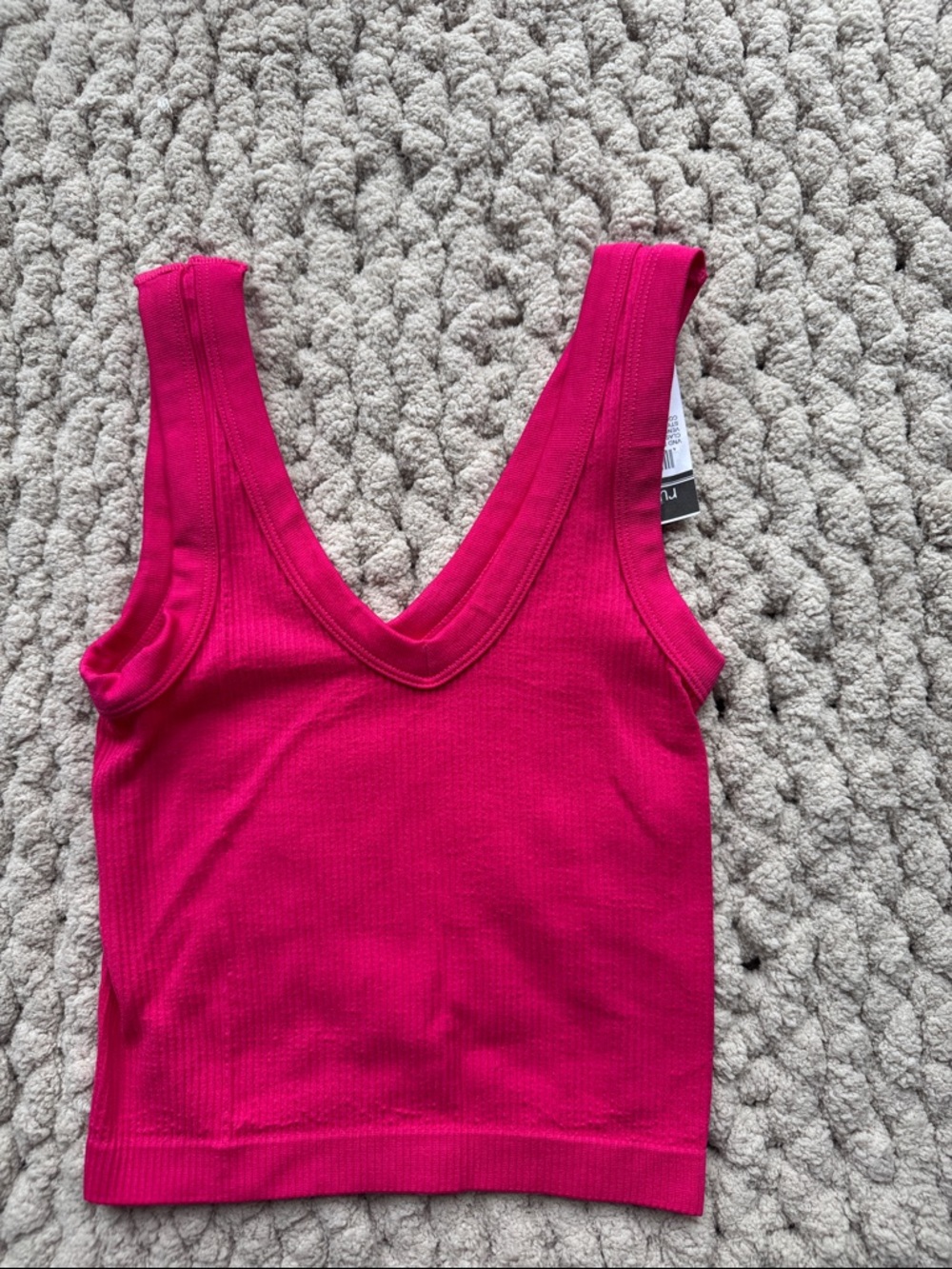 rue21 Hot Pink Ribbed V-Neck Tank
